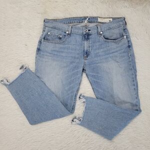 Rag & Bone Dre Low Rise Slim Boyfriend Jeans Women's Sz 31 Ankle Crop Distressed
